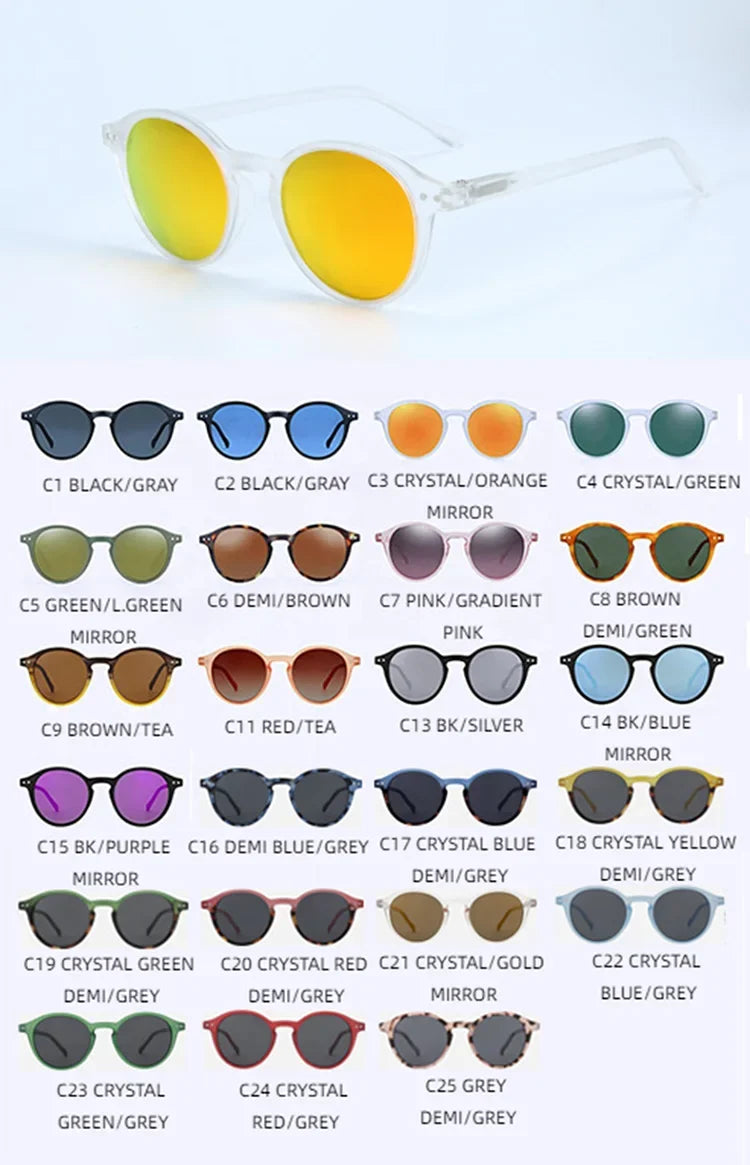 Small Round Sunglasses for Men Women Vintage Retro Polarized Circle Sun Glasses UV400 Protection
