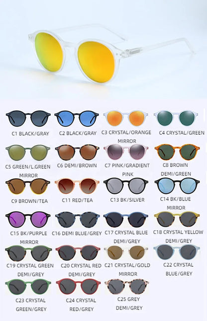 Small Round Sunglasses for Men Women Vintage Retro Polarized Circle Sun Glasses UV400 Protection