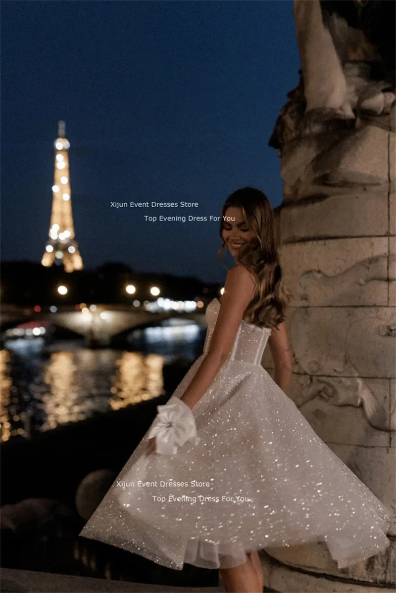 Glitter Long Wedding Dresses Sweetheart Sleeveless Prom Dresses Tulle Bridal Gowns Bride Robes Vestidos De Novia Evening