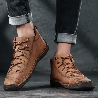 New Large-Sized 100% Cowhide Men's Boots Fashionable Casual Thick-Soled Breathable Men's Leather Shoes Outdoor Sports Chelsea