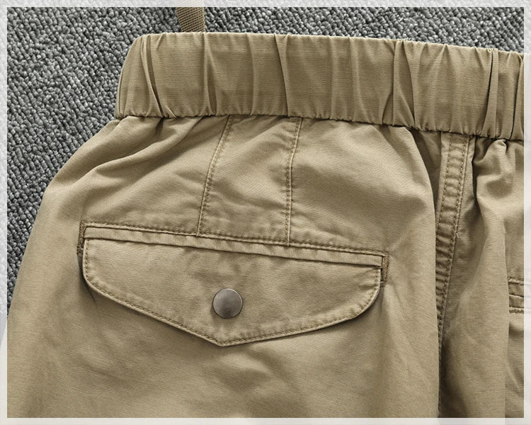 Summer thin casual pants men's straight straight tube loose conical overalls all cotton wash re-engraved purple mark daddy pants