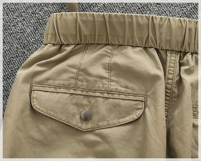 Summer thin casual pants men's straight straight tube loose conical overalls all cotton wash re-engraved purple mark daddy pants