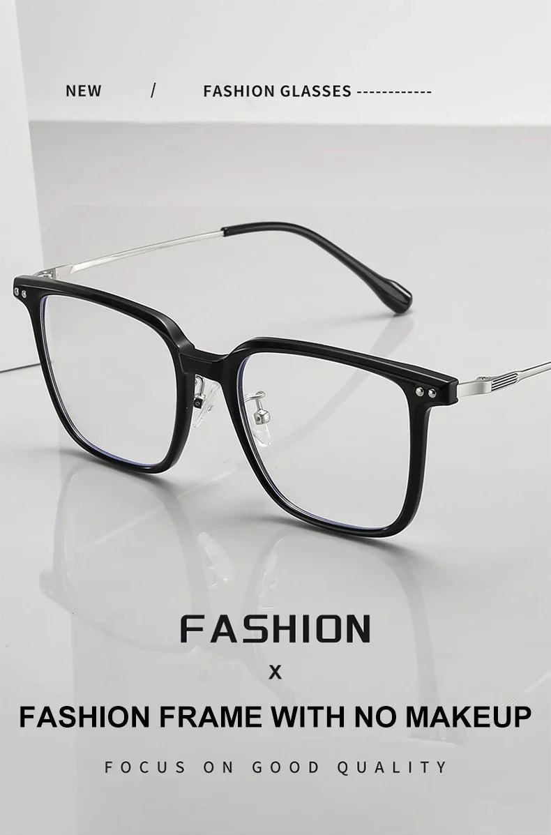 Simple Fashion Large Frame Geometric Square Glasses Can Be Customized Prescription Anti-blue Light Glasses Reading Glasses