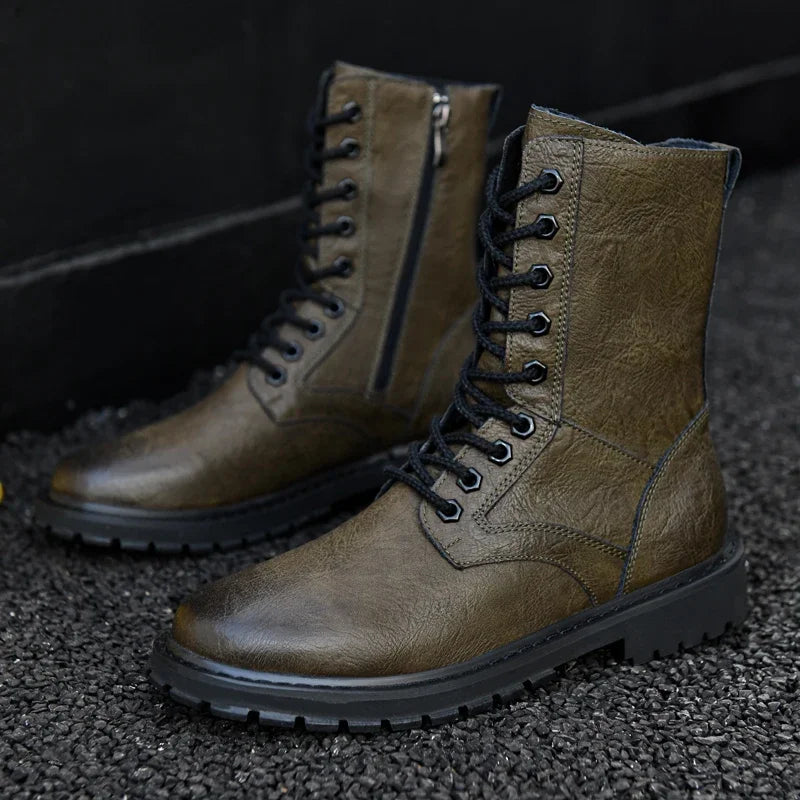 Plus Big Size 49 50 51 52 Winter Mens High Top Leather Boots Combat Tactical Shoes Hunting Khaki Black Retro Sales Discounts