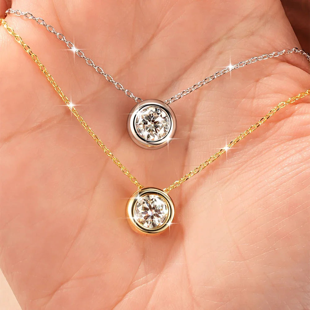 Certified 4mm-7.5mm Bubble Moissanite Necklace Sparkling Solitaire Lab Diamond Pendant Necklaces for Women Jewelry