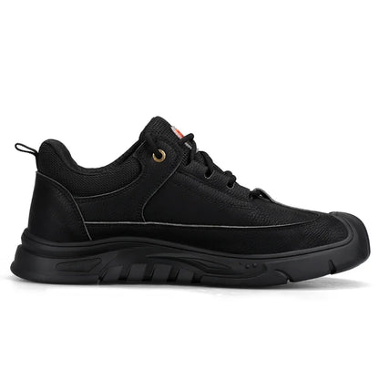 Black Leather Work Safety Shoes Waterproof Indestructible Steel Toe Cap Labor Shoes For Men Breathable Anti Smashing Sneakers