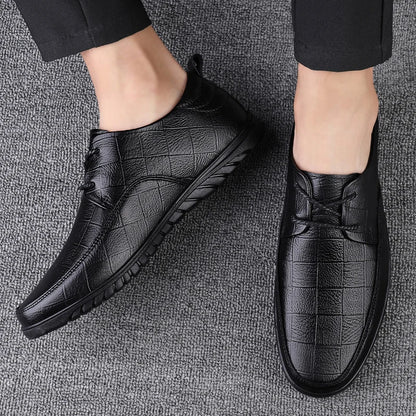 Male All-match Outdoor Flats Genuine Leather Men Casual Office Shoes Handmade Men Lace-Up Footwear 2024 New Mens Oxfords Shoes