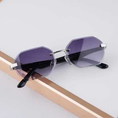 Rimless Polygon Luxury Sunglasses Acetate Alloy Gold Brand Irregular Square Original Classical Retro UV400 Gafas Hot