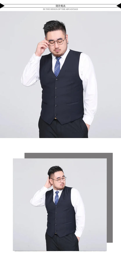 Plus Size Suit Vest for Men Smart Casual Mens Vest Single-breasted Waistcoat for Business Wedding Groomsman Spring Summer Autumn