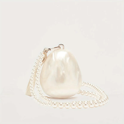Women Acrylic Egg Bag Cute Pearl Evening Clutch Bag Beading Pearl Purse For Wedding Party Luxury shoulder Handbag Designer Chic