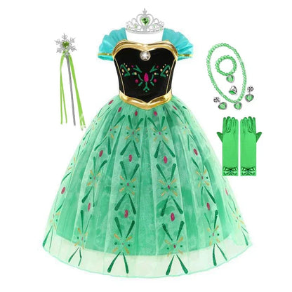Elsa Dress for Girls 2-10 Yrs Birthday Role Anna Elsa Princess Dress for Kids Halloween Carnival Party Girls Costume