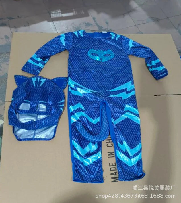 Cosplay Blue Pajama Boys Girls Anime Hero Costume with Mask Cosplay Clothe Suit Child Halloween costume Birthday Party Kids Gift