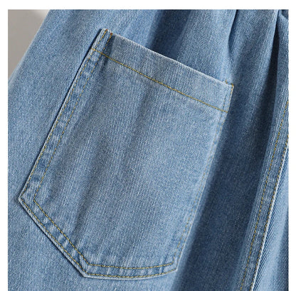 Wide Leg Denim Shorts For Women 2024 Summer New Arrivals High Waist Big Pockets Blue Color Jeans Shorts Casual Pants Trousers