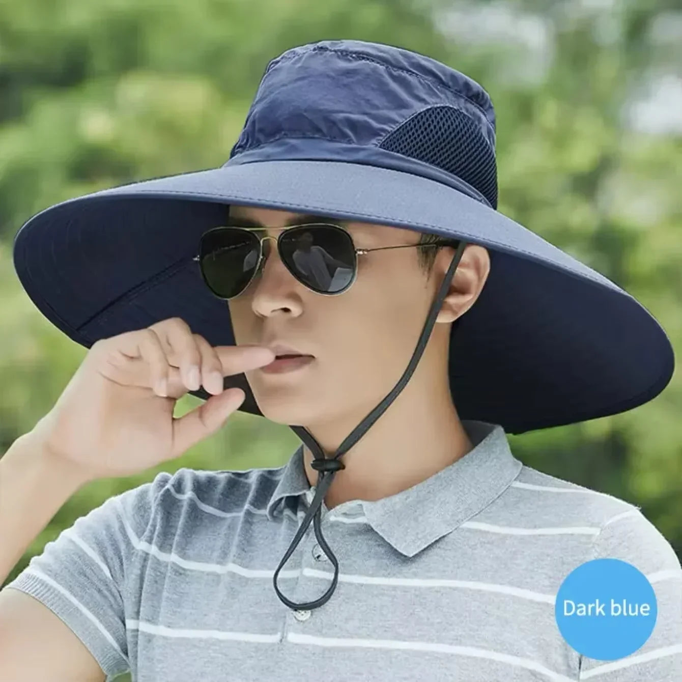 Large Brim Polyester Sun Hat UV Protection Breathable Mesh Cap Foldable Men and Women Outdoor Fishing Hiking Beach Caps