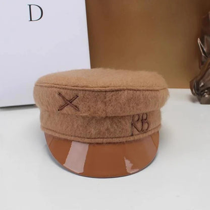 Brand Designer New Winter Embroidery Letter Baker Boy Straw Caps Purple Newsboy Caps Thick Warm Flat Cap Chapeau Homme