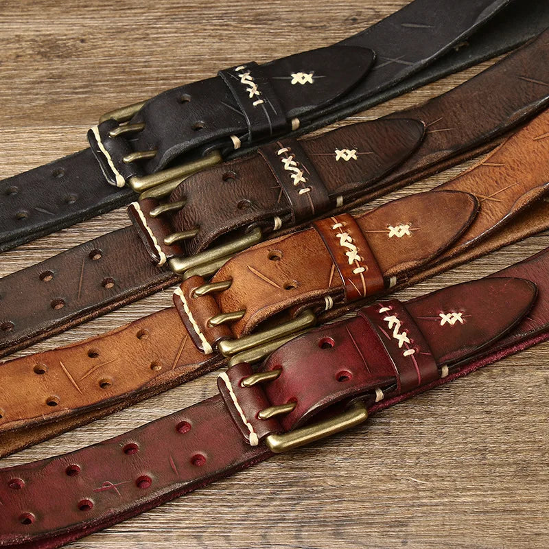 3.8CM Men High Quality Genuine Leather Brass Buckle Belt Luxury Designer Belts Men Pure Cowskin Fashion Strap Male Jeans for Man