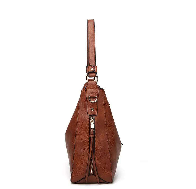 Hobo Bag Leather Women Handbags Female Leisure Shoulder Bags Fashion Purses Vintage Bolsas Large Capacity Tote Bag