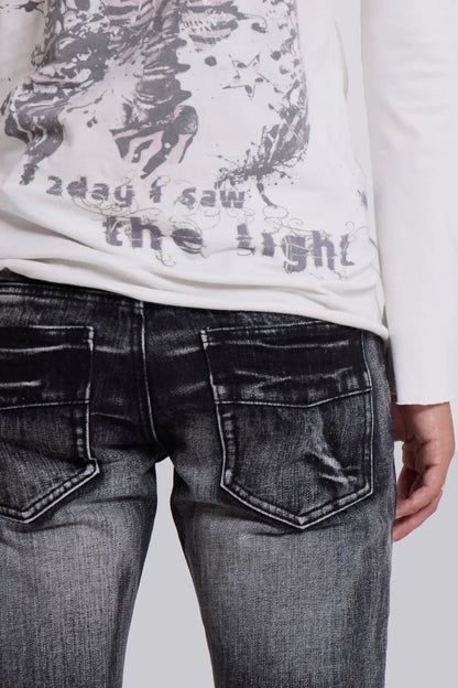 Y2K Vintage Flared Jeans Mid Blue Washed Men Women Bootcut Jeans American Hip Hop Distressed Streetwear Unisex Wide Leg Pants