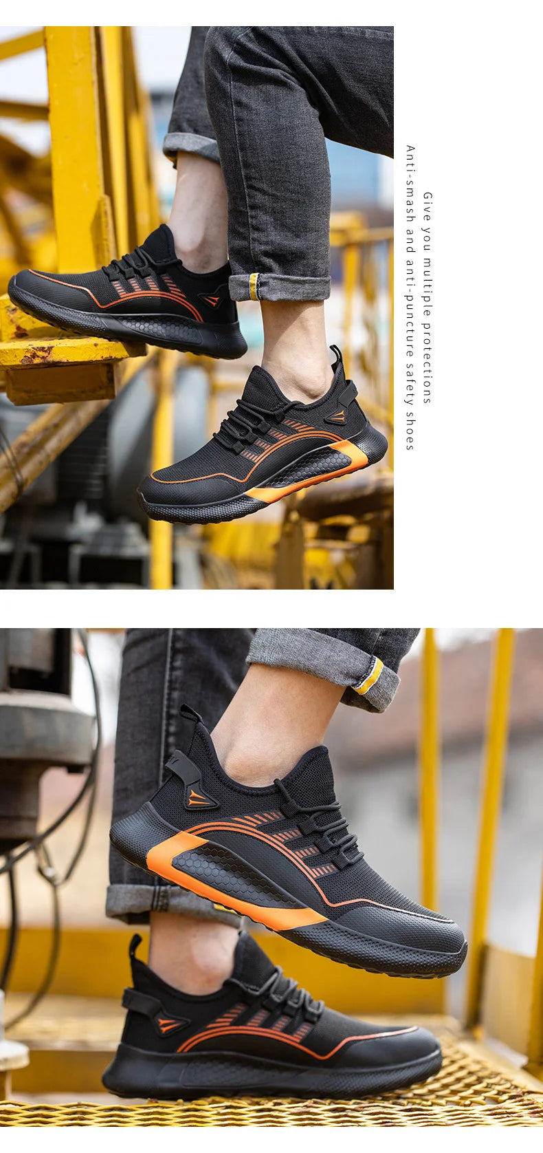 Large Size 50 Safety Shoes Men Anti-Smashing Steel Toe Cap Puncture Proof Indestructible Light Breathable Sneaker Work Shoes