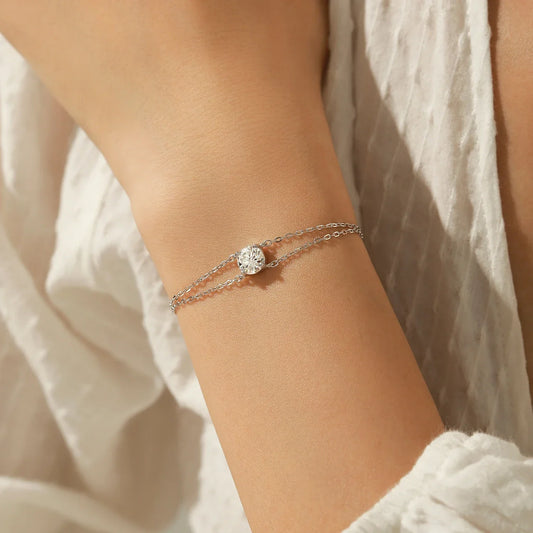 Bracelet en Moissanite 1CT couleur D en argent sterling 925, délicat double couche, pour mariage, bijoux fins, cadeaux