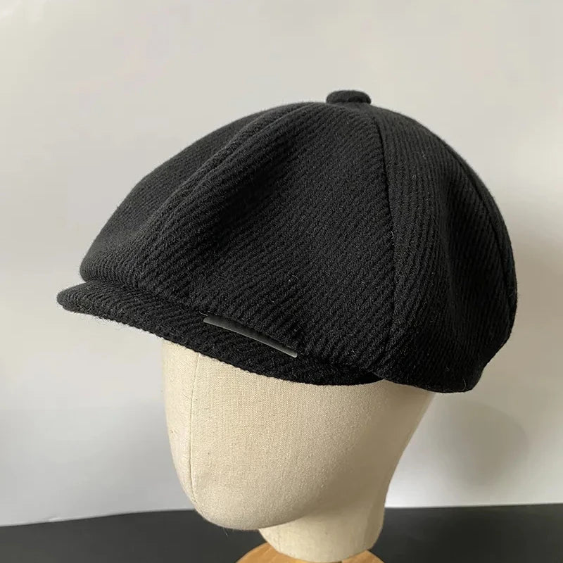 Newsboy Caps With Blade Fashion Men Wool Blend Flat Cap Peaky Hat Driving Hats Front Gatsby Cap for Male NC49