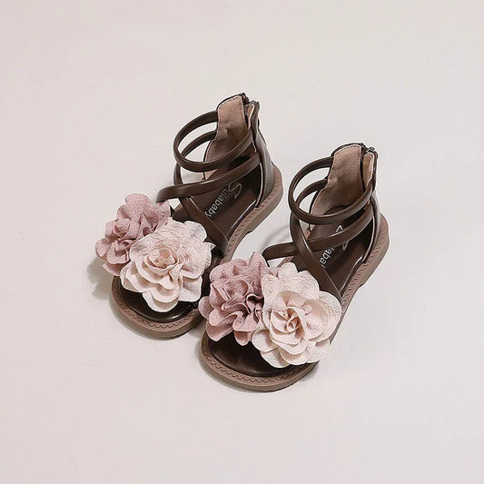 Girls' Sandals 2026 Summer New Children's Flower Princess Shoes Soft Sole Anti Slip Baby Girls' Roman Sandals