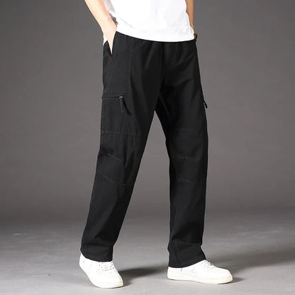 High Quality Men's Trousers Cargo Pants Zipper Pockets Elastic Waist with Banding Casual Sports Hiking Training Dungarees