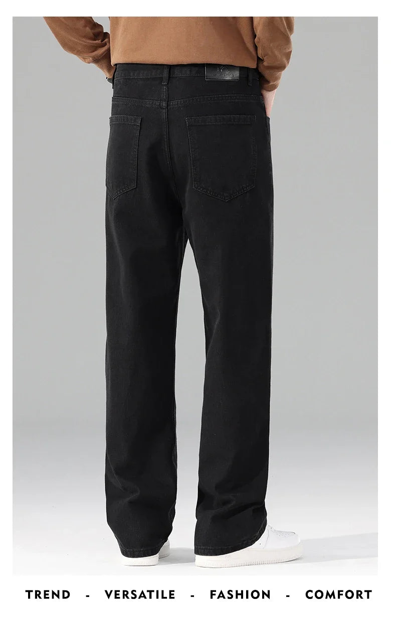 New Autumn Jeans Men Black Casual Baggy Trousers Classic Straight Comfortable Wide Denim Trousers Male Brand Clothing