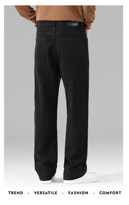 New Autumn Jeans Men Black Casual Baggy Trousers Classic Straight Comfortable Wide Denim Trousers Male Brand Clothing