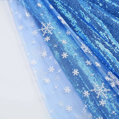 New Sequined Blue Elsa Party Dress For Girl Role Play Princess Apparel Toddler up Birthday Festival Carnival Apparel Accessories