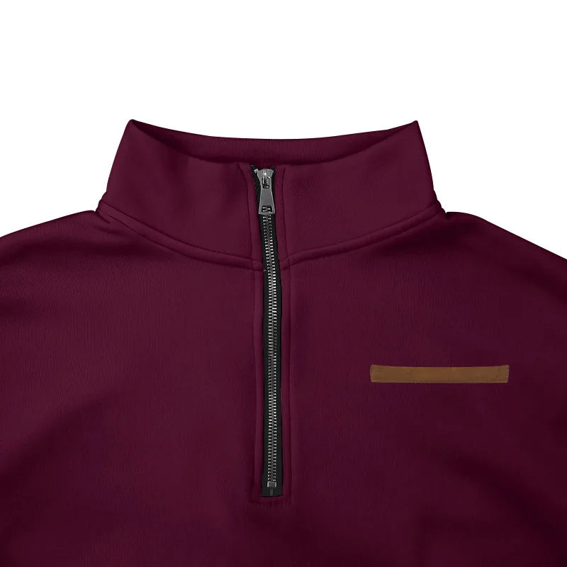 American autumn and winter heavy fleece long-sleeved men's sweater half zipper loose stand-up collar pullover men's sweater