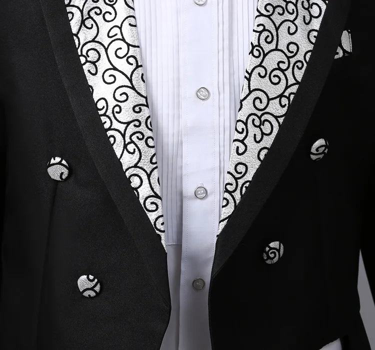 2024  Bent Flower Red/black /white Men's Dress Tuxedo Set Two-pieces,magician's Stage Performance, Conductor's Blazer Jacket