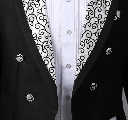 2024  Bent Flower Red/black /white Men's Dress Tuxedo Set Two-pieces,magician's Stage Performance, Conductor's Blazer Jacket