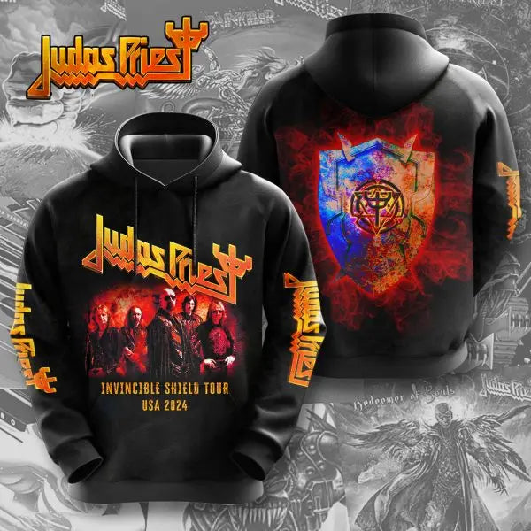 Rock band Judas Priest retro 3D printed men's and women's sports shirts, street long sleeved pullovers, American sweatshirts