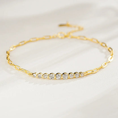 Full Moissanite Bracelets for Women Adjustable Chain 925 Sterling Silver Plated 18K Gold Dainty Bracelet GRA Certified