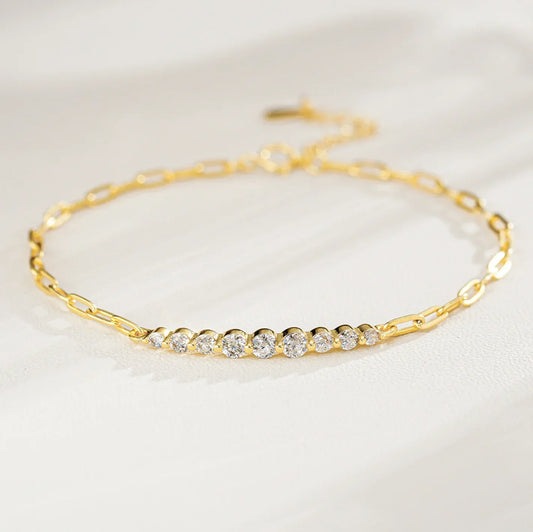 Bracelets en Moissanite pour Femme Chaîne Réglable Argent Sterling 925 Plaqué Or 18K Bracelet Délicat Certifié GRA