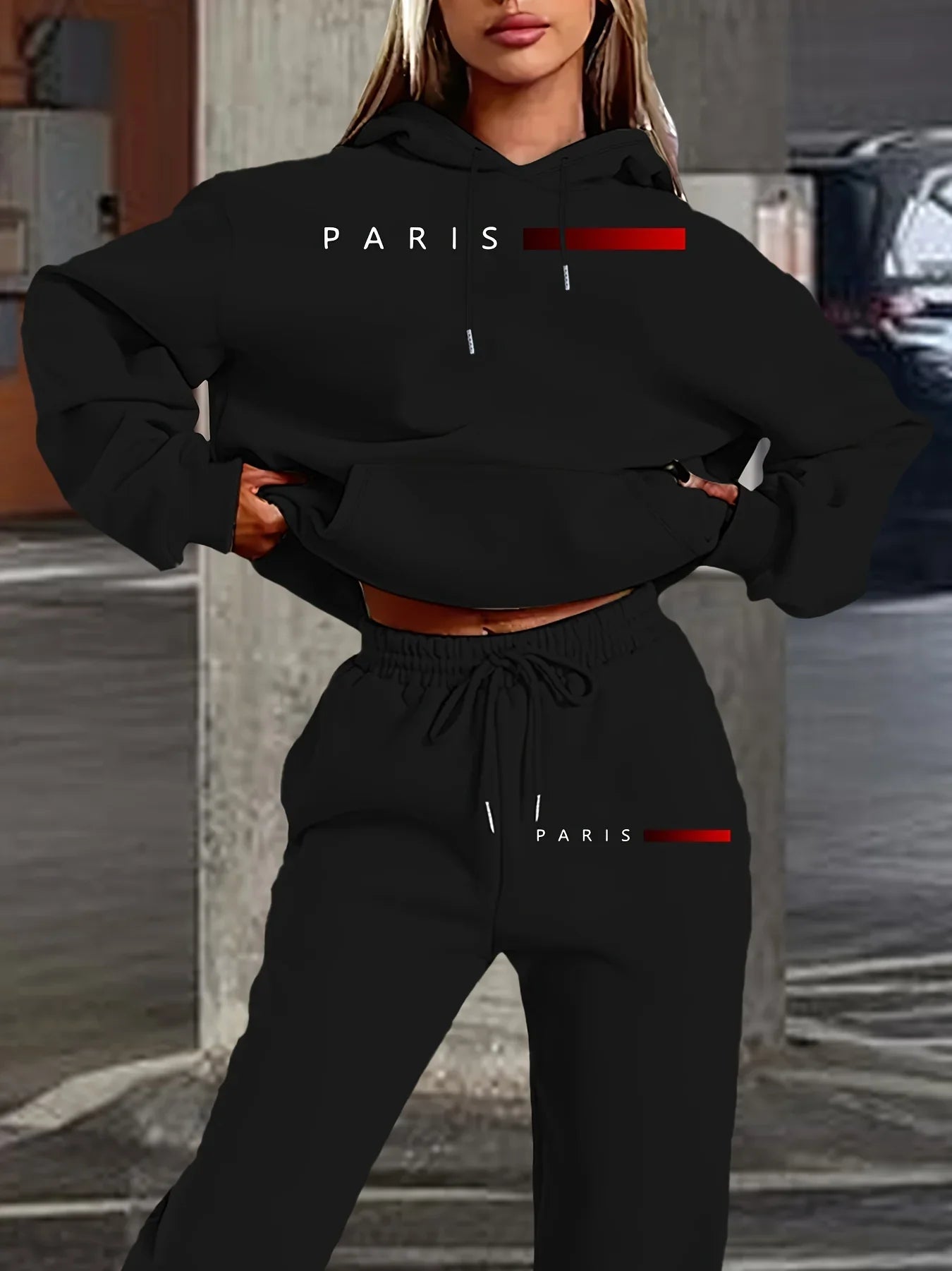 women Hoodies+sweatpant set Hip Hop Street Casual Printed Hoodie Oversize Loose New Sweatshirts Autumn Warm Fleece Clothing