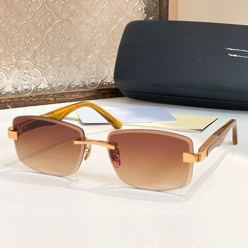 Fashion Street Rectangle Sunglasses 129 Alloy Germany Trendy Top Quality Original Design Classical Irregular Acetate UV400 Men