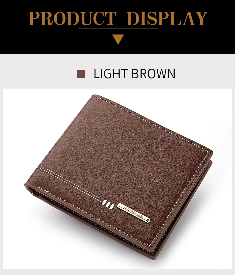 Nouveau Portefeuille Homme Porte-Cartes de Crédit Fermeture Éclair Porte-Monnaie Motif Litchi Haute Qualité Portefeuille Court d'Affaires Pour Hommes