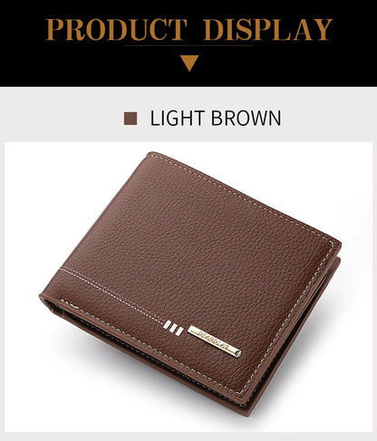 Nouveau Portefeuille Homme Porte-Cartes de Crédit Fermeture Éclair Porte-Monnaie Motif Litchi Haute Qualité Portefeuille Court d'Affaires Pour Hommes