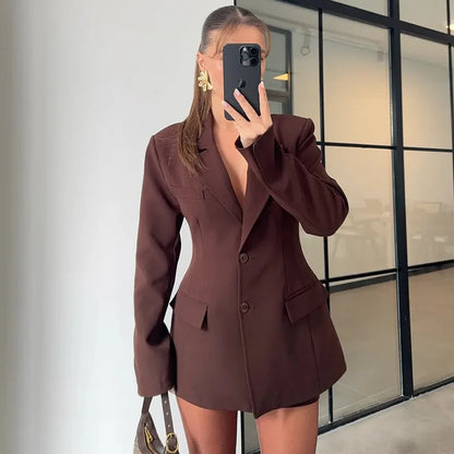 Elegant Suit Jacket Mini Skirt Sets Women Slim Waisted Blazers High Waist A-line Skirts 2025 Spring Lady Fashion Office Outfits