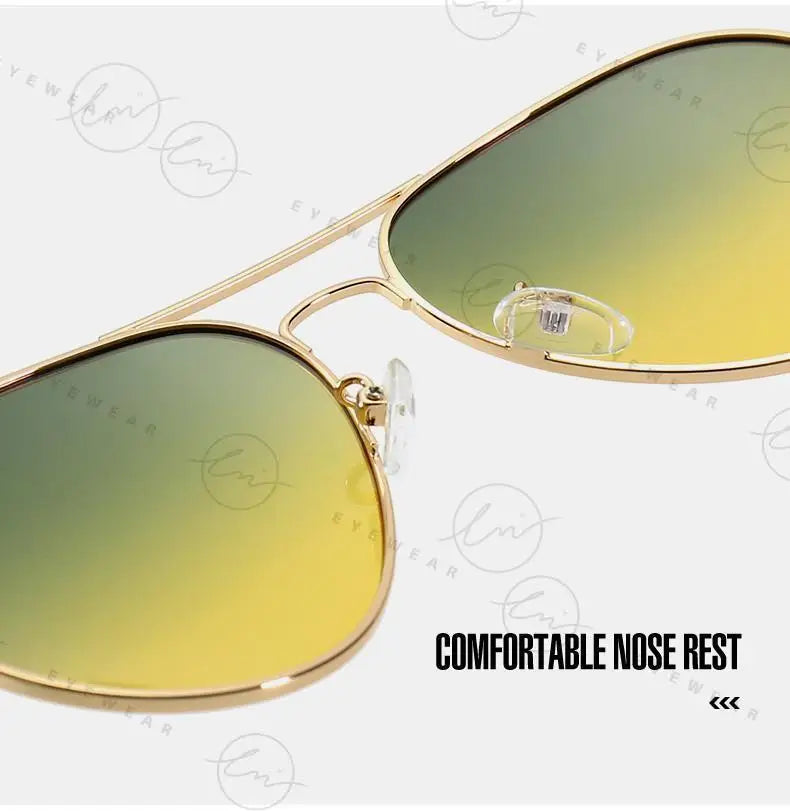 Brand Aviation Photochromic Day Night Vison Sunglasses Men Polarized Fashion Sun Glasses Women Safe Driving Anti-Glare UV400