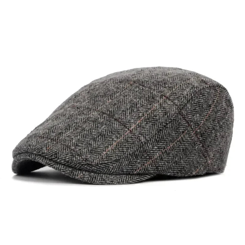 Men Retro Beret British Hats Wool Blend Vintage Herringbone Tweed Men Casual Fashion Hat Flat Keep Warm Caps Gifts