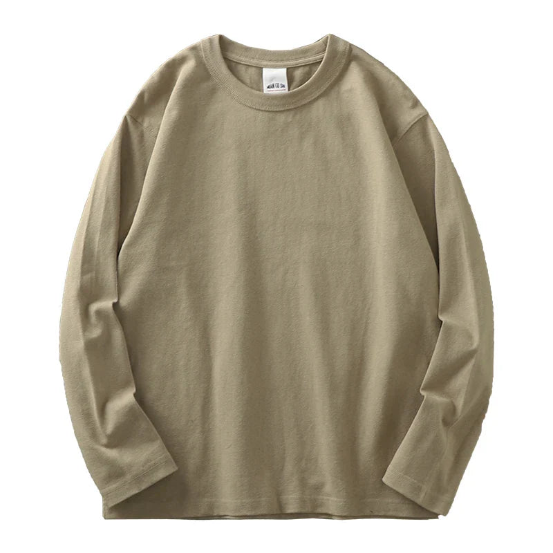 11.2 Oz Heavyweight Autumn Long Sleeved T Shirt for Men 100%Cotton Plain Shirt O-Neck White Tops Oversized Men's Clothing