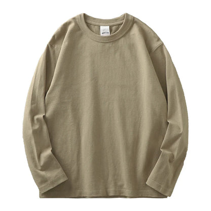 11.2 Oz Heavyweight Autumn Long Sleeved T Shirt for Men 100%Cotton Plain Shirt O-Neck White Tops Oversized Men's Clothing