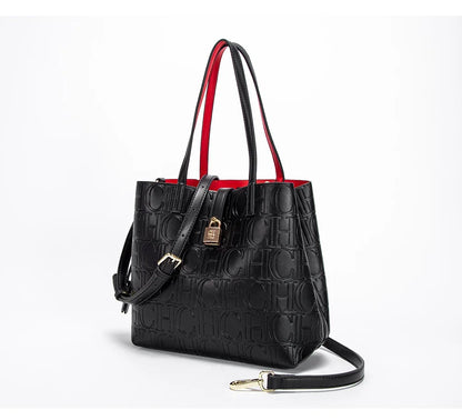 Women's Large Capacity Embossed Shoulder Bag Solid Color with Simple Texture Minimalist Design 2026 Trendy Fashion Commute