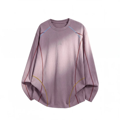 Men's Cool-Touch Contrast Stitch Long Sleeve T-Shirt – Loose Fit Moisture-Wicking Athletic Top for Autumn & Summer Sports
