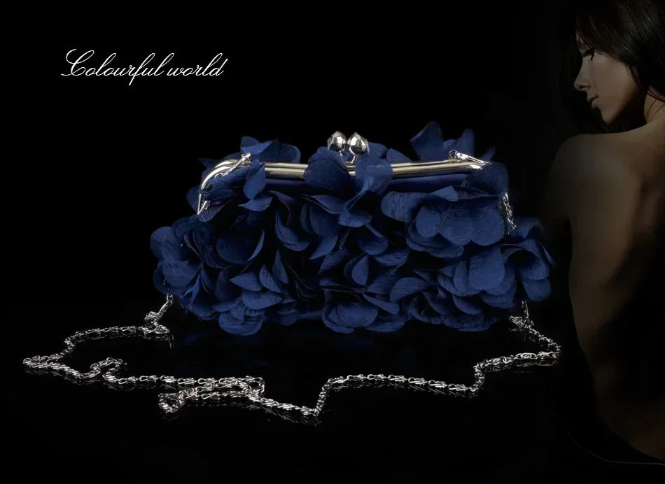 Wedding Dress Bag 8 Colors White Bride Clutches Ladies Blue Party Handbag Woman Purple Evening Flower Bags Floral Wedding Clutch