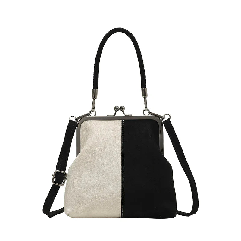 Women's Retro Frosted Splice Handbag Large Leisure Travel Trip Shopping Work Commuting Crossbody Shoulder Bag Elegant Clutch Bag