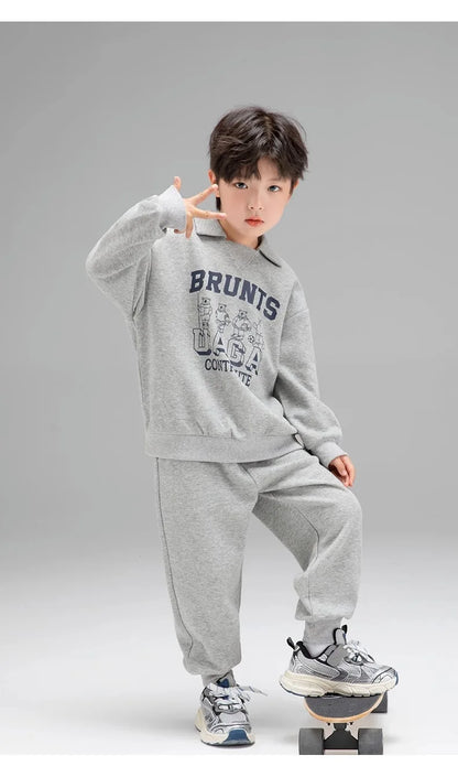 Spring Autumn Girls Boys Alphabet Workout Preppy Sweatshirt+Sweatpant School Kids Tracksuit Child 2PCS Outfit Jogger Set 3-14Yrs